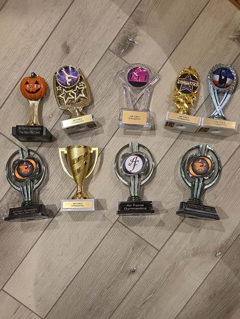 Gymnastics Assorted Color Award Trophies - Set of 9